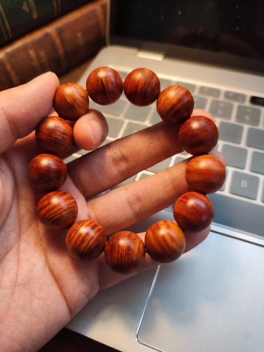 Red Sandalwood Bracelet – 15mm Love & Connection - Lumala | Natural Wood Bracelets for Mindful Living