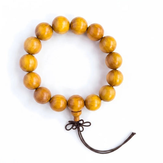 Golden Sandalwood Bracelet – 15mm Success & Abundance - Lumala | Natural Wood Bracelets for Mindful Living