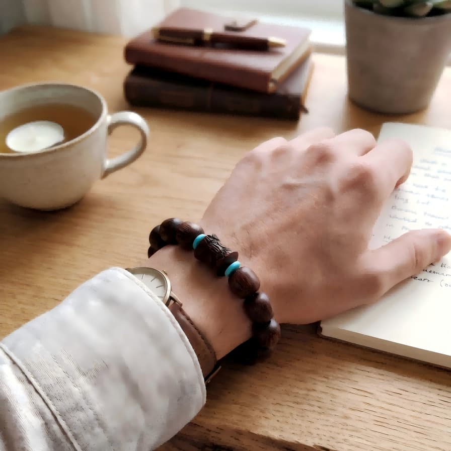 Vietnamese Agarwood – Accented with Turquoise - Lumala | Natural Wood Bracelets for Mindful Living
